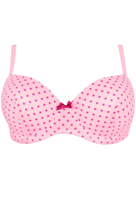 2 Pack Pink Polka Dot And Hot Pink Moulded Balcony T Shirt Bras