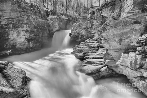 St Mary Falls Spring 2019 Black And White Photograph By Adam Jewell