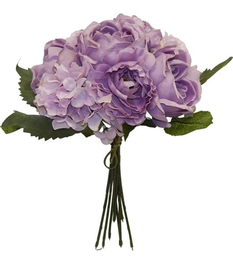 Lavender 12″ Cabbage Rose Bouquet Silk Flower Depot