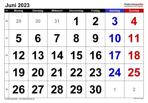 Kalender Juni 2023 Als Pdf Vorlagen