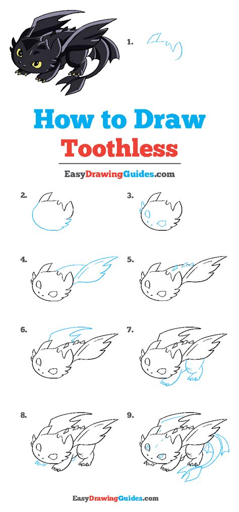 How To Draw Toothless Step By Step Drawing Guide By Dawn Dragoart My