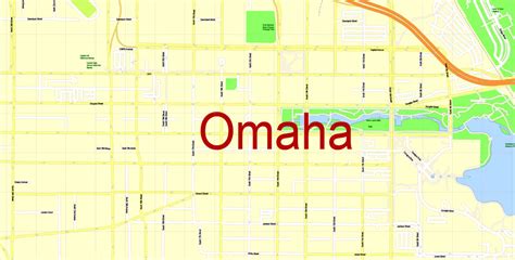 Omaha Printable Map Nebraska Us Exact Vector Map Street G View City