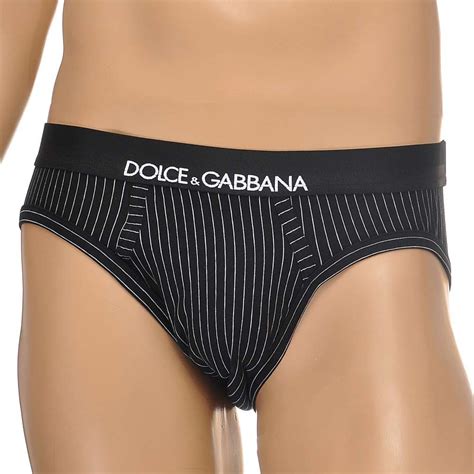 dolce and gabbana stretch cotton midi brief black stripe