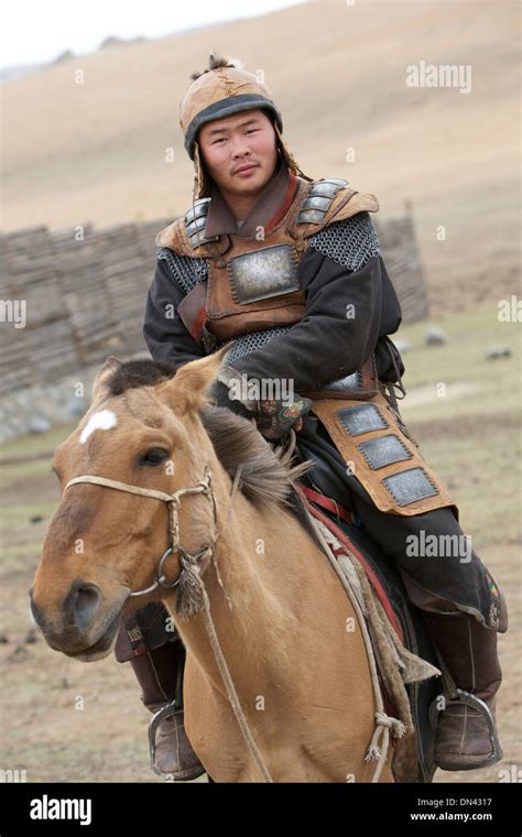 Mongolian Horseman In Historical Genghis Kahn Clothing Stock Photo Alamy