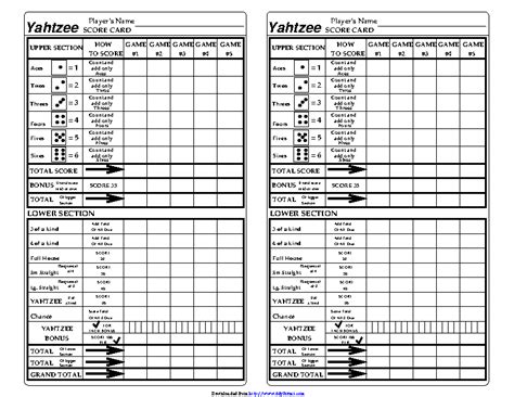 Printable Yahtzee Score Sheets Pdf Printable Brackets