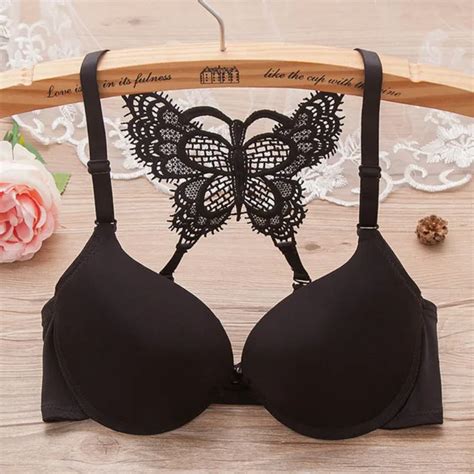 Sexy Women Bra Super Push Up Bra Front Closure Butterfly Racerback Brassiere Small Breast Push