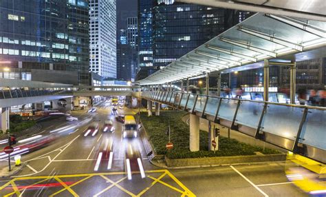 Traffic And Elevated Walkways Hong Kong China Stock Photo