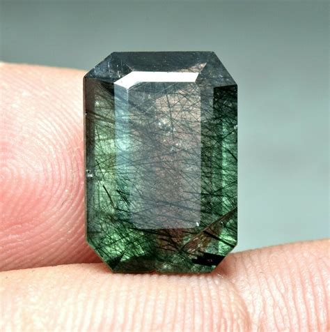 6 Carat Natural Faceted Apatite Gemstone With Unknown Black Needle Like