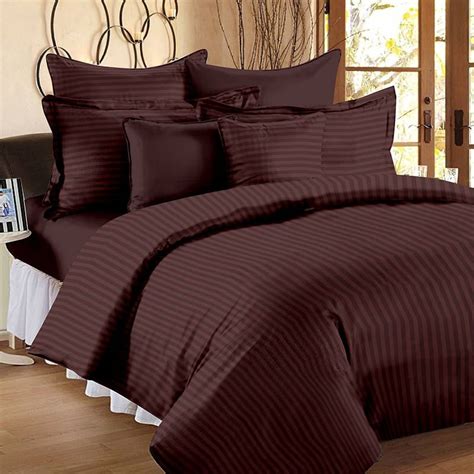 King Size Brown Cotton Rich Double Bed Sheet With 2 Pillow Covers