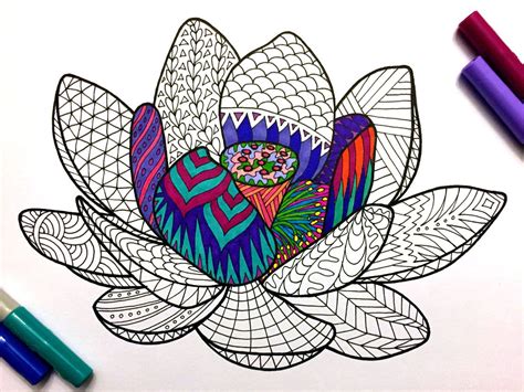 Check spelling or type a new query. Lotus Flower - PDF Zentangle Coloring Page - Scribble & Stitch | Coloring pages, Lotus flower ...