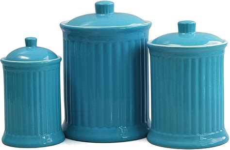 Omniware Simsbury 3 Piece Turquoise Ceramic Canister Set Amazonca Home