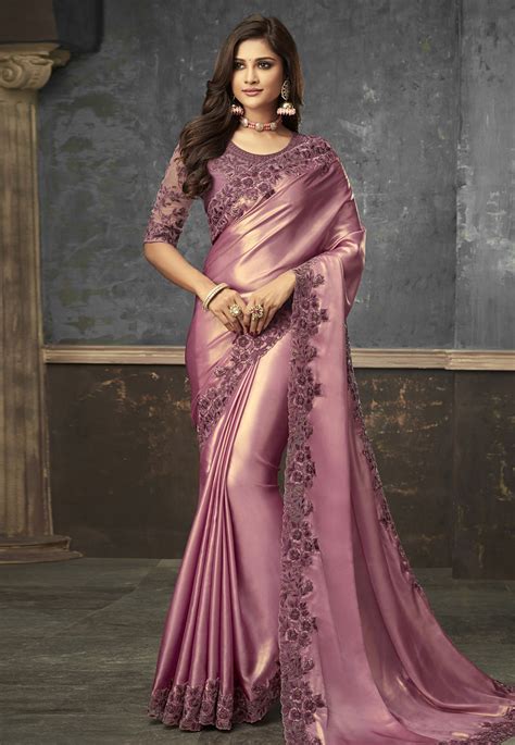 Buy Pink Shimmer Saree With Blouse 171982 With Blouse Online At Lowest