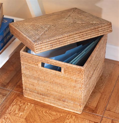 Artifacts Rattan Storage Box With Lid Letter File