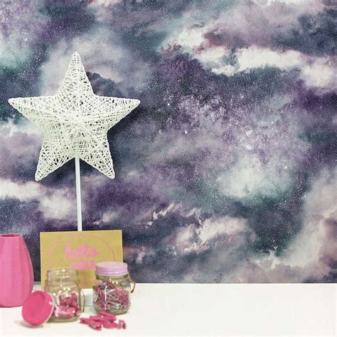 Galaxy Glitter Purple Wallpaper Dunelm With Images