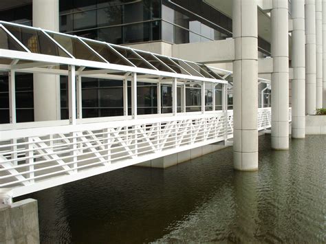 Welded Aluminum Pedestrian Bridge With Acrylic Canopy Fabricated And