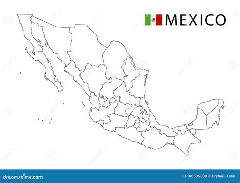 Mexico Map Black And White Detailed Outline Regions Of The Country