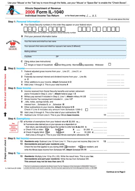 Il 1040 Fillable Form Printable Forms Free Online