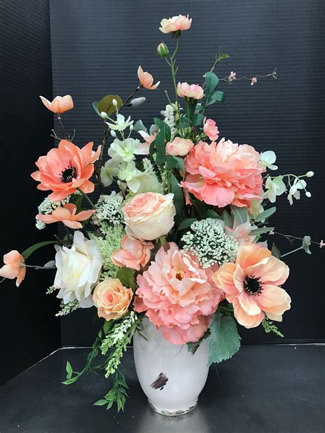 large peachy spring arrangement 2017 by andrea silk flower arrangements silk flower ar… floral