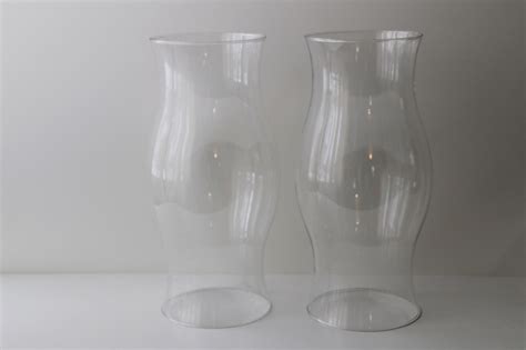 pair of hand blown glass hurricanes large candle shades chimneys