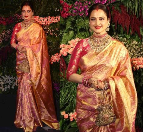 10 Best Kanjivaram Silk Saree Looks Of Rekha South India Fashion