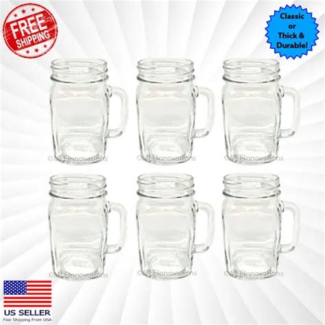 Mason Jar Mug Classic Clear Handle Cup Drinking Mugs Cups Glasses Jars New 16oz 13 99 Picclick