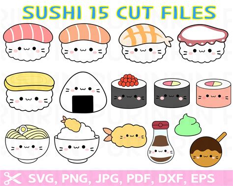 Kawaii Sushi Svg Sushi Svg Kawaii Food Svg Sushi Clip Art Etsy Images