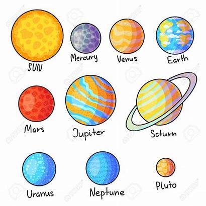 Planets Solar Cartoon System Drawn Clipart Space