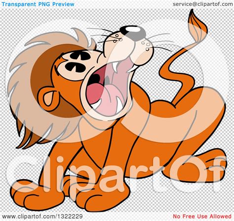 Clipart Of A Cartoon Male Lion Roaring Royalty Free Vector