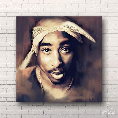 Tupac Shakur 2pac Mounted Portrait Photo Poster Canvas Art Giclee Oil