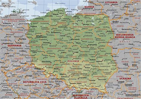 Polonia Carta Geografica Mappa Polacca