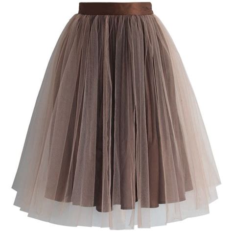 Chicwish Festive Pleated Mesh Tulle Skirt In Brown Liked On