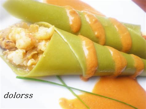 Blog de cuina de la dolorss Cucuruchos de marisco con salsa de nécoras