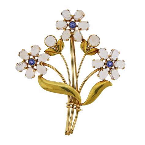 Tiffany And Co Sapphire Gold Flower Pin For Sale At 1stdibs