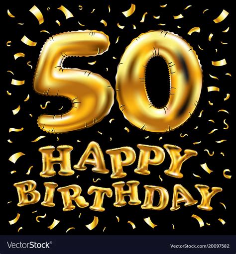 Happy Birthday 50th Celebration Gold Balloons Vector Image