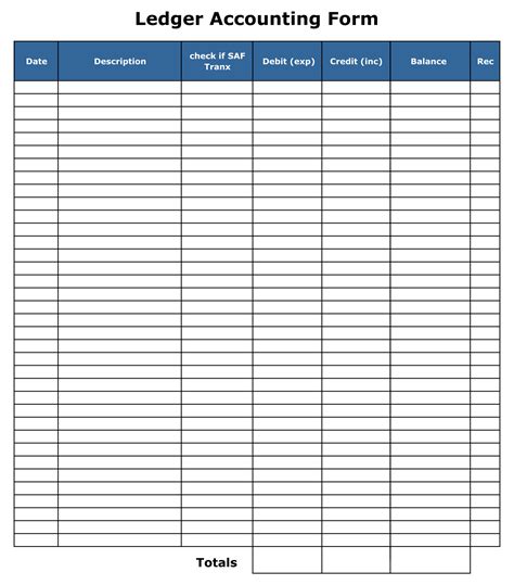 Free Printable Accounting Ledger Sheets