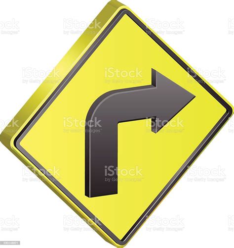 Right Turn Traffic Sign Vector Stock Illustration Download Image Now