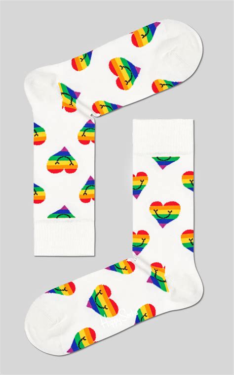 Happy Socks Pride Heart Sock In Whiterainbow Showpo
