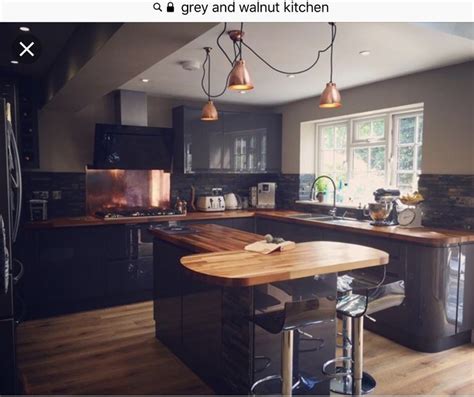 Maybe you would like to learn more about one of these? Grey and copper kitchen | Wood worktop, Grey kitchen walls ...