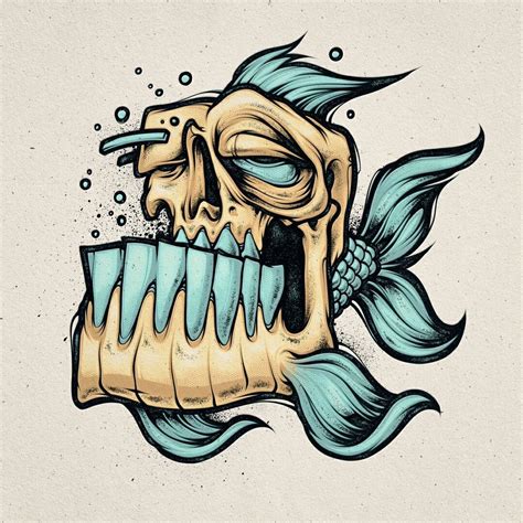Fish Skull Top Inspiration Illustration Design Graphic Deesigner