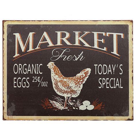 Farm Fresh Eggs Vintage Metal Tin Signs Retro Farm Plate Art Wall Decor