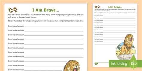 I Am Brave Poster Worksheet Primary Resources