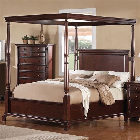 Queen Size Canopy Bed Frame Wood Home Styles Naples White Queen