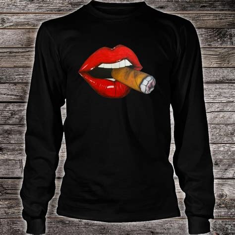 Official Sexy Women Smoke Cuban Cigar Vixen Red Lips Smoking Shirt
