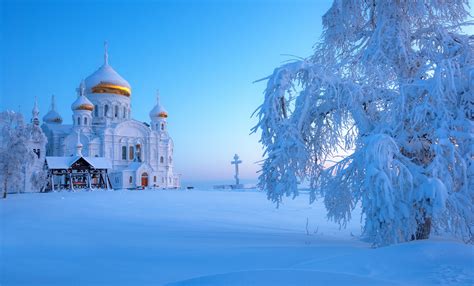 Download Tree Snow Winter Russia Belogorsky Monastery Church Man Made