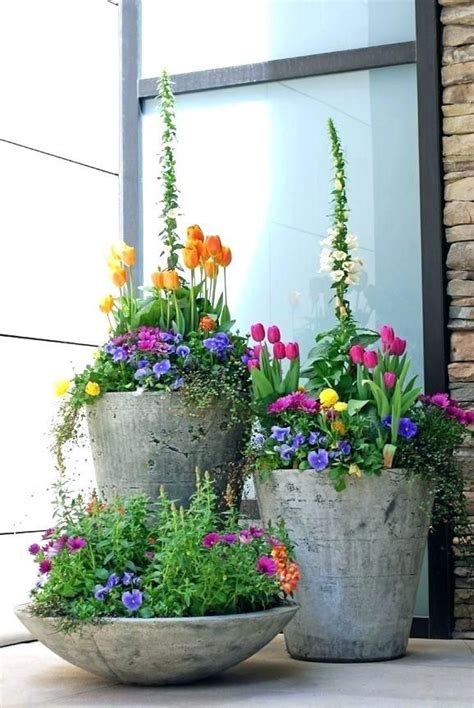Outdoor Flower Pots Arrangements Garden In A Flower Pot Beautiful