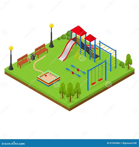 Outdoor Playground Isometric View Vector Stock Vector Illustration