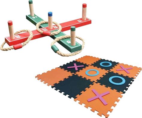Garden Games Set Indoor Or Outdoor Wooden Quoits Ring Toss Game And Giant