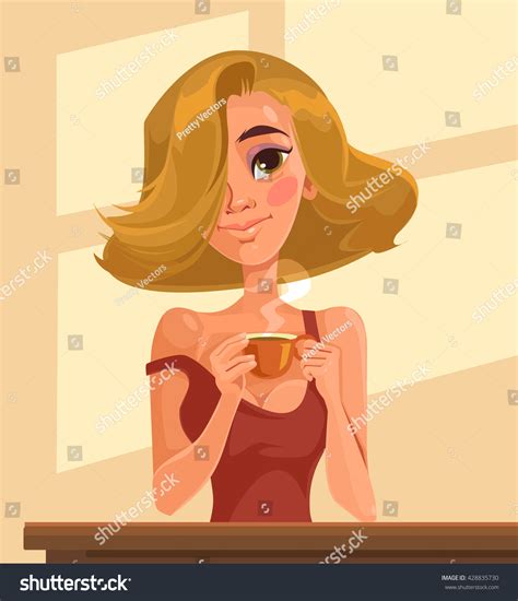 Good Morning Sexy Blonde Girl Cup Stock Vector Royalty Free 428835730