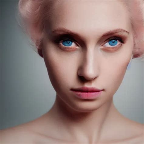 Woman With Porcelain Skin Pale Eyes Pale Pink Lips Stable