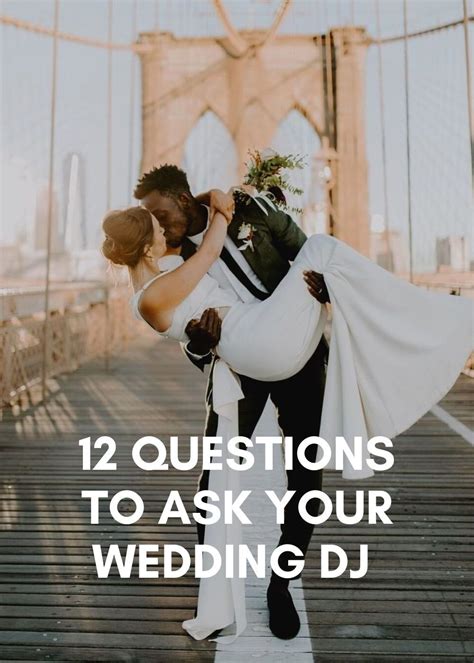 a bride and groom kissing in front of the brooklyn bridge with text that reads 12 questions to